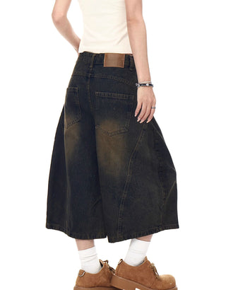 washed denim shorts