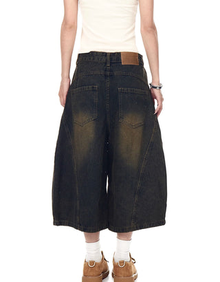 washed denim shorts