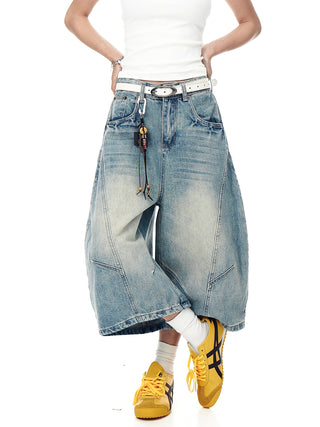 washed denim shorts