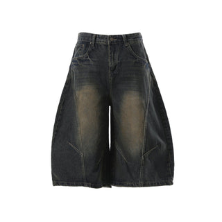washed denim shorts