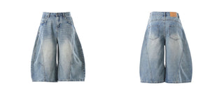 washed denim shorts