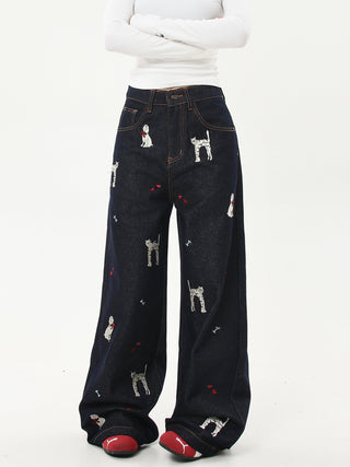 embroidered jeans