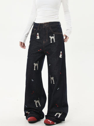 embroidered jeans