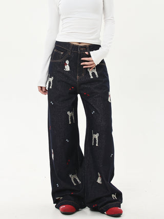 embroidered jeans