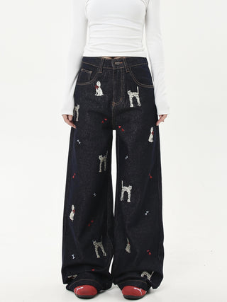 embroidered jeans