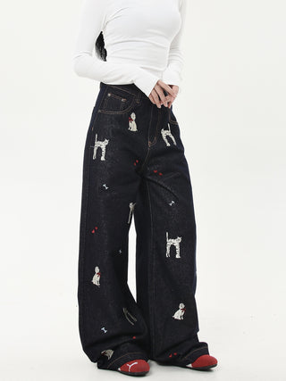 embroidered jeans