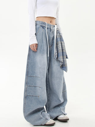 detachable plaid jeans