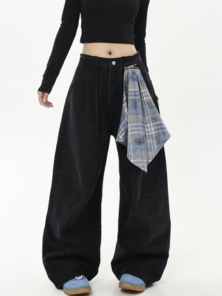 detachable plaid jeans