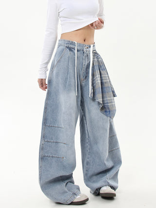 detachable plaid jeans