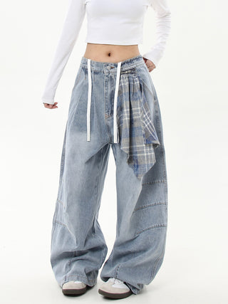 detachable plaid jeans