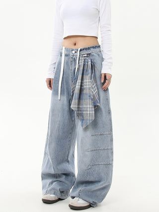 detachable plaid jeans