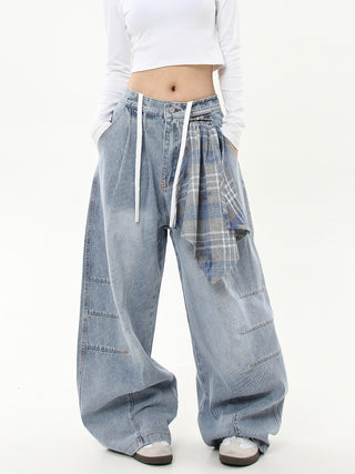 detachable plaid jeans