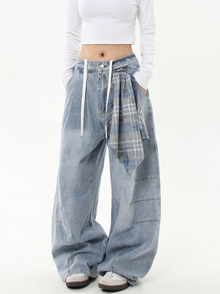 detachable plaid jeans