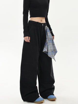 detachable plaid jeans