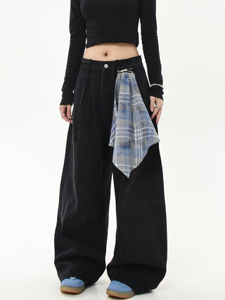 detachable plaid jeans