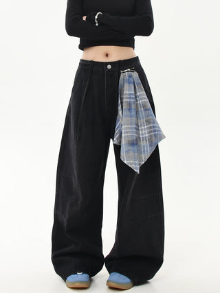 detachable plaid jeans