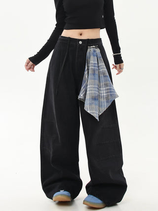 detachable plaid jeans