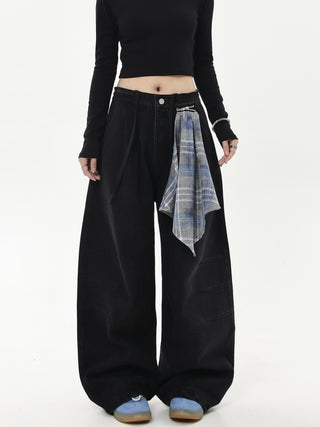 detachable plaid jeans