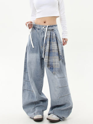 detachable plaid jeans