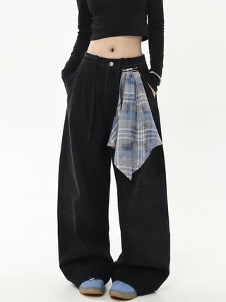 detachable plaid jeans