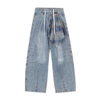 detachable plaid jeans