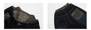 leopard denim shorts