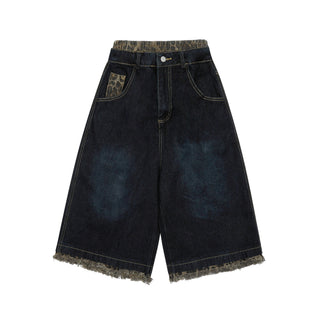 leopard denim shorts