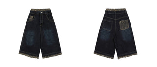 leopard denim shorts
