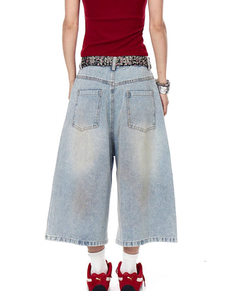 splash ink denim shorts