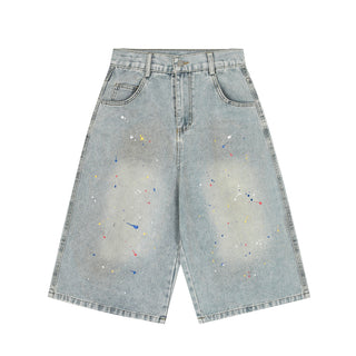 splash ink denim shorts
