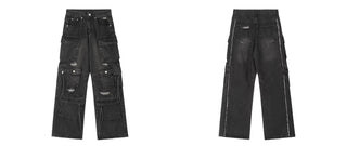 washed hole jeans