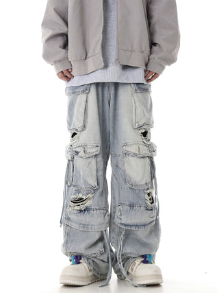 washed hole jeans