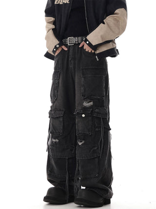 washed hole jeans