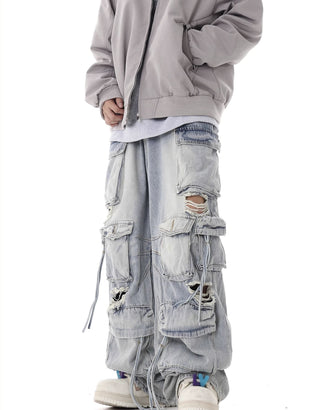 washed hole jeans
