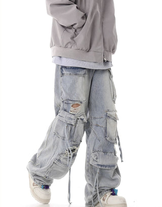 washed hole jeans