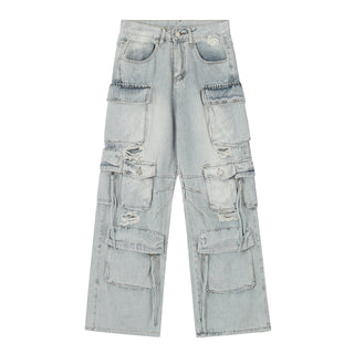 washed hole jeans
