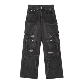 washed hole jeans