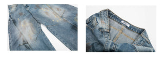 distressed graffiti jeans