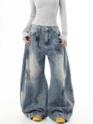 distressed graffiti jeans
