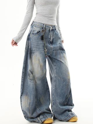 distressed graffiti jeans