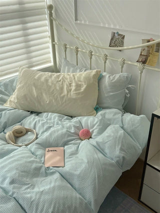 Pastel Blue Gingham Duvet Cover Set