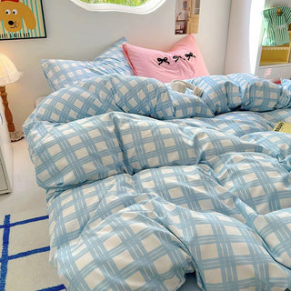 Purple Striped Cotton Bedding Set