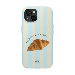 Blue Striped Croissant iPhone Case
