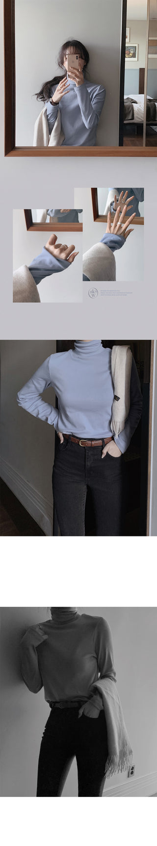 (Slim Fit/Basic Fit) Turtleneck T-Shirt - 7 Colors