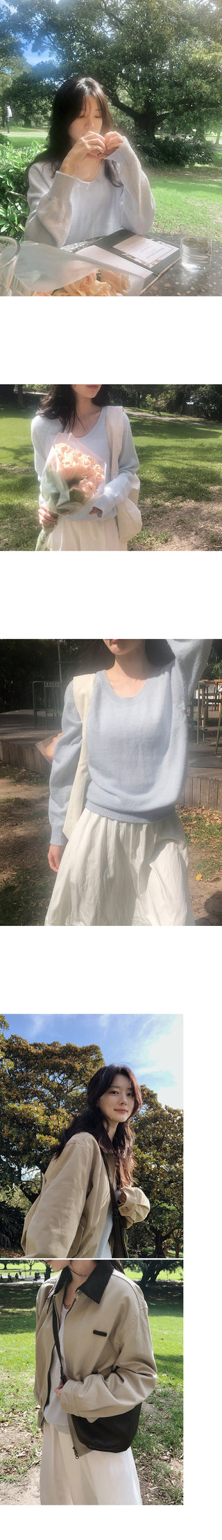U-neck pastel knit