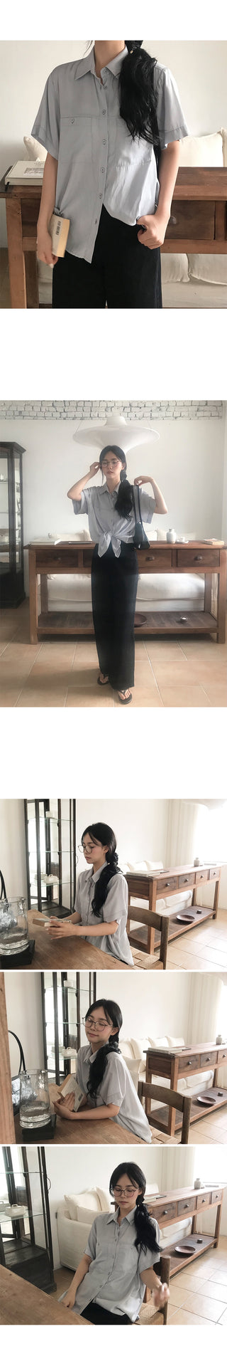 Silky 2-Pocket Blouse Shirt - 4 Colors