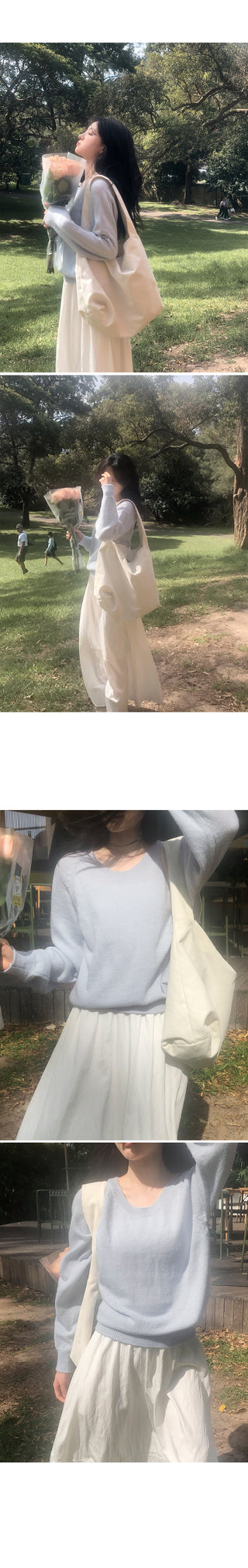 U-neck pastel knit