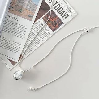 Duon Tears Drop Surgical Steel Snake Chain Long Necklace