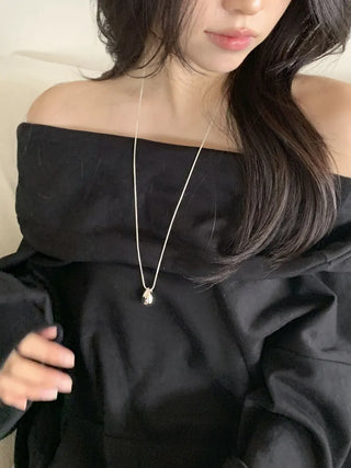 Duon Tears Drop Surgical Steel Snake Chain Long Necklace