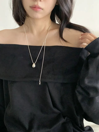 Duon Tears Drop Surgical Steel Snake Chain Long Necklace